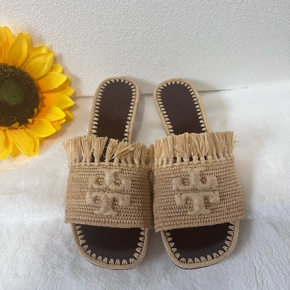 Tory Burch Eleanor Raffia Slide, Natural, Size 6.5 - Picture 8 of 8